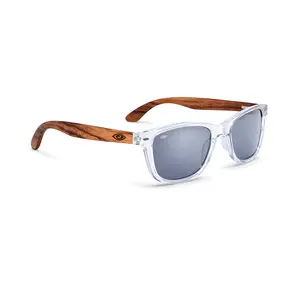 Silver Quartz Handcrafted Eco-Friendly Zebra Wood Sunglasses with UV400 Polarized Lenses