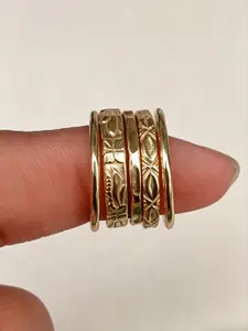 Creative 5-Piece Set Engraved Pattern Stackable Rings, Unisex Festival Party Gift Jewelry Accessories