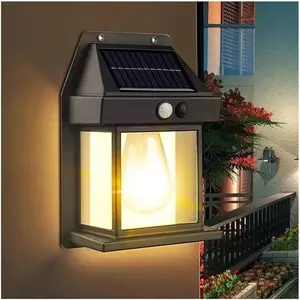 Outdoor Solar Wall Light, Waterproof Tungsten Filament Lamp, Motion Sensor Garden Lantern, Villa Lighting, House Lamp