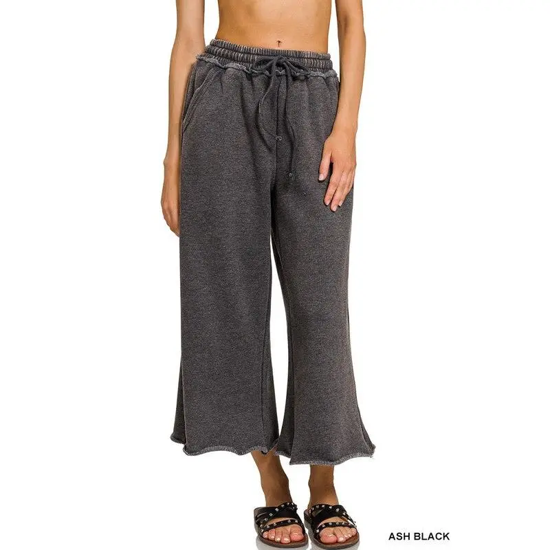 Acid Wash Fleece Palazzo Sweatpants