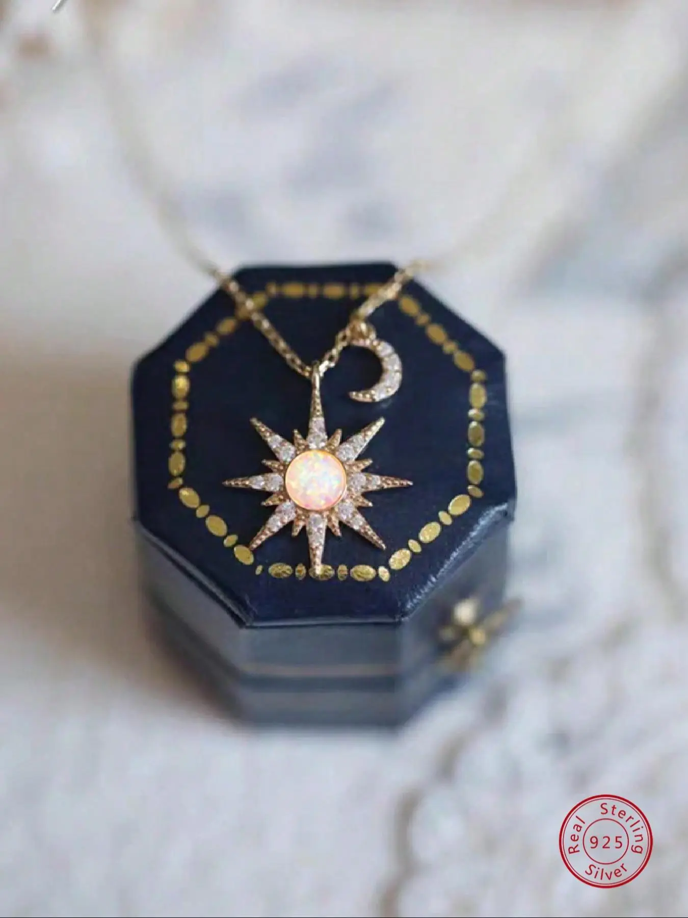 S925 Sterling Silver Moon & Sun Design Celestial Pendant Necklace, Fashion Pendants, Decorative Necklace, Fashion Jewelry for Party, Daily Clothing Decor, Trendy All-match & Exquisite Jewelry for Birthday Gift, Star Shine Necklace