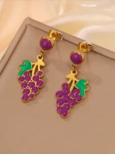 2pcs stunning and fashionable stainless steel grape shaped earrings, with a bright and lively style, perfect for party and gathering scenes, and an excellent gift to increase attractiveness