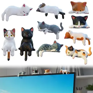 Mini Cat Figurines Unique Resin Cat Desk Accessories, Cute Small Cat Decor for Home and Office, Adorable Pet Gifts, Desktop Statue, Cute Collectible Figurines