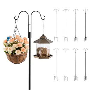 summervibes 8-Pack 76-Inch Heavy Duty Double Shepherds Hooks, 3/4-Inch Thick Outdoor Garden Double Hooks for Hanging Bird Feeders, Plant Baskets, Solar Light Lanterns, Double Hook