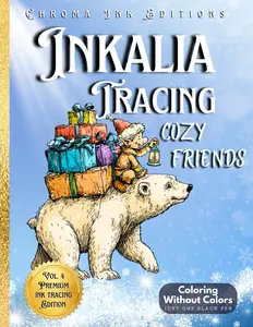 Inkalia Tracing: Cozy Friends Christmas Edition. A Festive Corner Reverse Coloring Book: A Premium Ink Tracing Coloring Book for All Ages