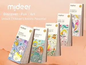 MiDeer Watercolor Painting Book for Kids Ages 4-8, 20 Unique Pages with Paintbrush & Extra Sheets, Travel Activities Paint with Water Coloring Book Set for Toddlers 3-8 - Fun