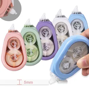 5-Piece Morandi Large Capacity Correction Tape Set, Soft Colors Light Blue Mint Lavender Sky Blue, Smooth Glazed Design Office Stationery