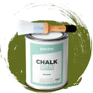 25 fl.Oz (750ml) Chalk Paint for Furniture with Special Brush, No Sanding or Priming Chalk Finish Wood Paint for DIY Home Decor Improvement (OLIVE GREEN)
