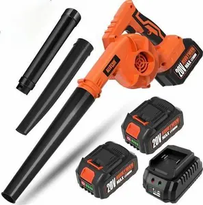 (Orange) Leaf Blower, 20V Cordless Leaf Blower, with 2 X 4.0Ah Battery & Charger, 2-in-1 Electric Leaf Blower & Vacuum for Yard Cleaning/
