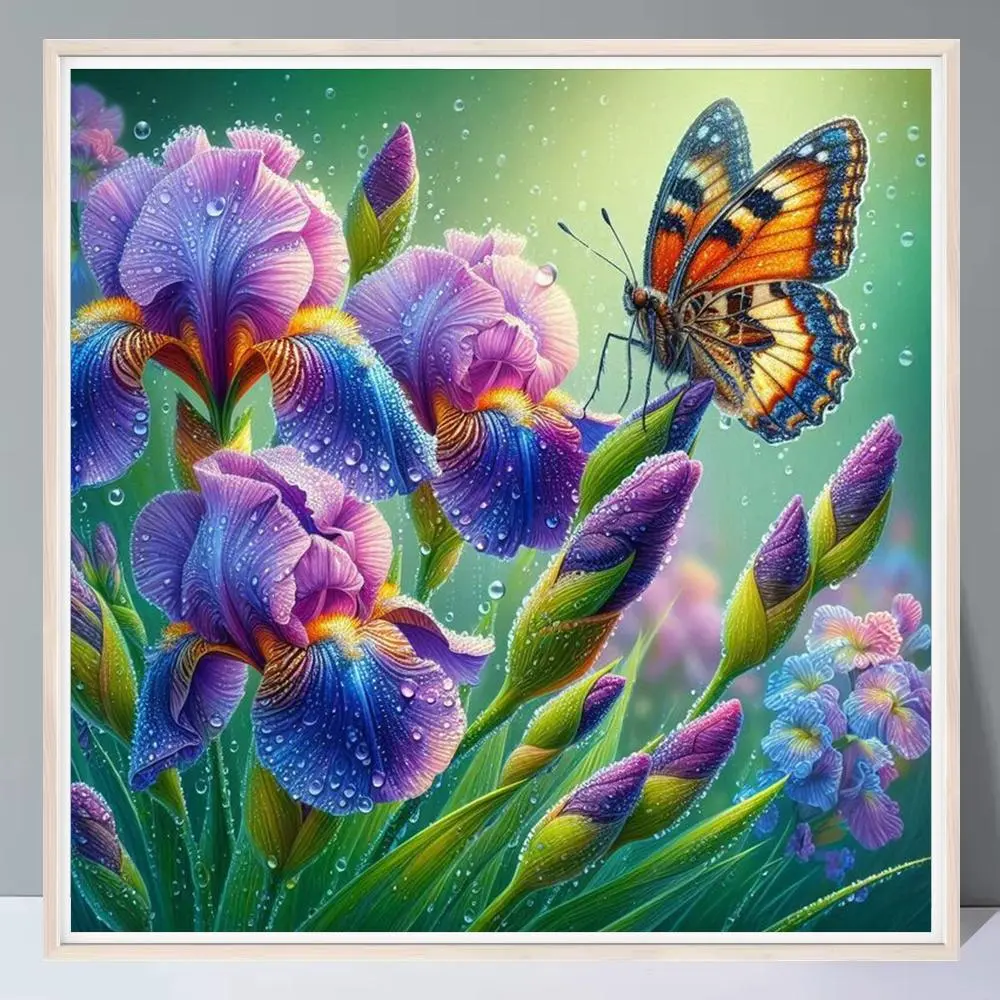 Moth Orchid Pattern 5D Diamond Arts Colorful Painting Kit without Frame, DIY Full Round Diamond Painting for Home Bedroom Wall Decor