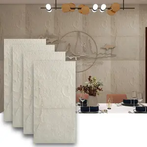4-Pack 3D PU Stone Wall Panels for Interior Decor Faux Stone Accent Tiles, White, 47.24"x23.62"x(0.6"-1.18") Waterproof & Lightweight 3D Wall Design