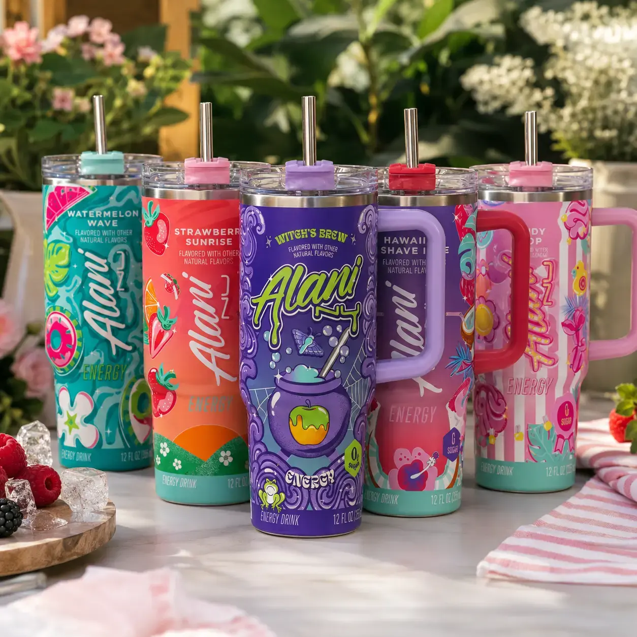 Alani Nu Insulated Witches Brew Energy Drink 20oz/30oz/40oz Stainless Steel Tumbler with Handle, Straw, Lid, Double-Wall Vacuum Design, Reusable KPop Collector Coffee Travel Mug (Kitchenware Drinkware), Insulation