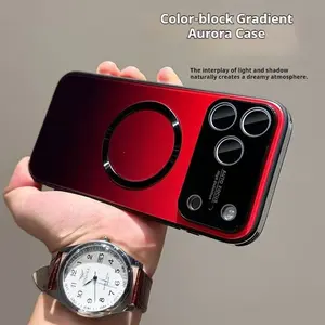 high quality phone case High-end Aurora Gradient Electroplated Magnetic Case for IP17 Shockproof with Lens Protector Full Coverage Phone Case for IP16/15/14/13 Pro Max AI Button Gradient Case Supports Magnetic Charging