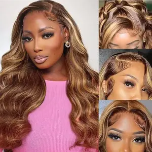 Tuneful Ombre 13x6 Lace Front Wig Human Hair Body Wave Lace Front Highlight Hair Wigs Honey Blonde Wig Pre Plucked for Black Women