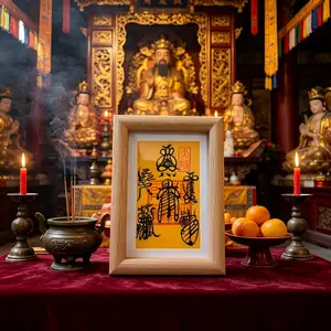 Hand-Painted Intangible Cultural Heritage Photo Frame - 6-in/12×17 cm, 5 Thunder Peace & Good Luck Home Decor Charm for Evil Spirit Protection