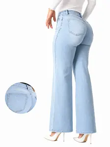 Magic ONESO Mid-low Rise Baggy Jeans Stretchy Wide Leg Distressed Denim Pants Womenswear Bottom 8001 Lady Basic Minimalist Comfortable Denim Tummy Control Curve Hugging Plus Size Regular Size BBL