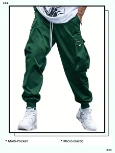 Men's Air Borne UrbanFlex Utility Cargo Trousers - Multi-Pocket Vibe, Athletic Sportswear Fabric, Outdoor Streetwear Casual Activewear Bottoms Menswear