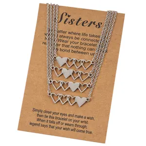 4Pcs/5Pcs Heart-shaped Short Necklaces Best Friend Necklace Sister