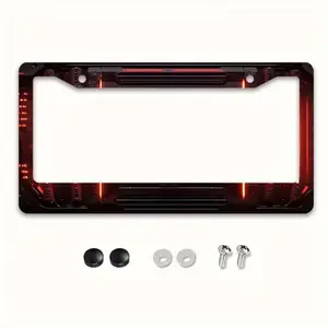 Cyberpunk License Plate Frame for Cars – Universal Fit, Red Glow, Durable & Weatherproof