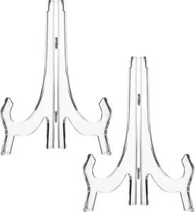 9.8 Inches Clear Acrylic Easels Display Stands/Plate Stands for Display Photos Holder Picture Frames or Other Items at Weddings, Birthdays, Home Decoration, Tables