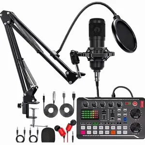 ReiKit - All in One Podcasting Setup Bundle, with Microphone, Boom Arm, Sound card + Voice Changer, Modes for Mixing