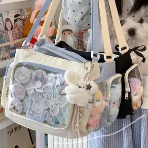 Nylon Aesthetic Transparent Display DIY Basges Students Subculture JK Crossbody Shoulder Bags Casual Sweet Girls Ulzzang Ita Bag