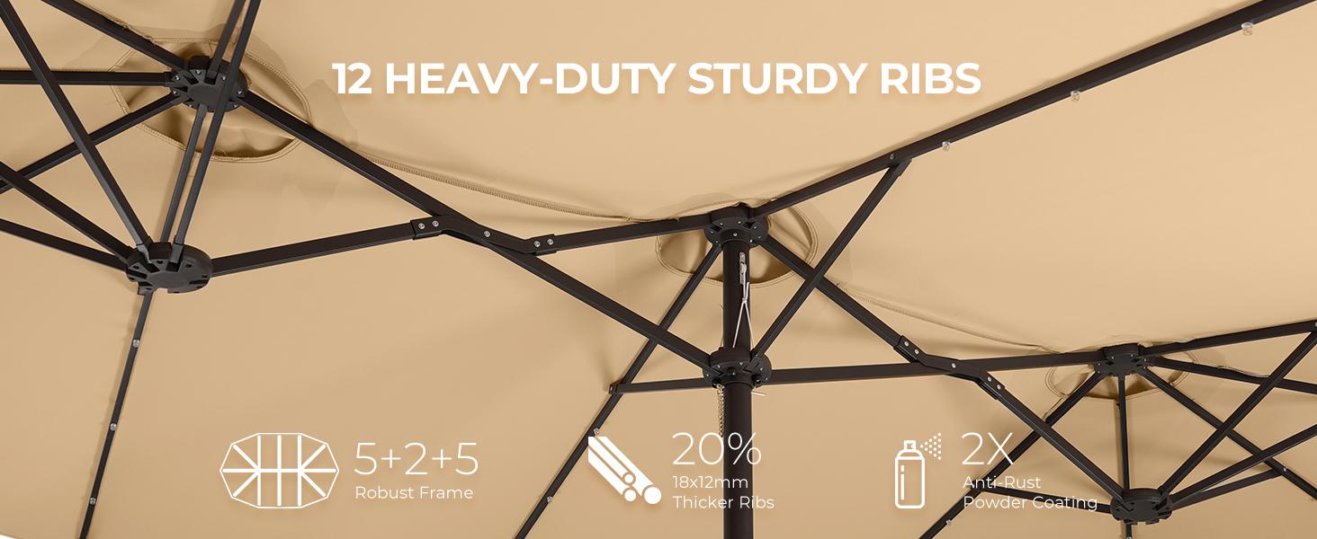 【Oversized】13FT/15FT Large Patio Umbrellas with Base Included, Outdoor Double-Sided Rectangle Market Umbrella with Crank Handle, Oversized Umbrella for Deck, Pool, Backyard Beige Heavy Duty Canopy Uv Resistant Canopy Sunshade Canopy 【Oversized】13FT/15FT Large Patio Umbrellas with Base Included, Outdoor Double-Sided Rectangle Market Umbrella with Crank Handle, Oversized Umbrella for Deck, Pool, Backyard Beige Heavy Duty Canopy Uv Resistant Canopy Sunshade Canopy
