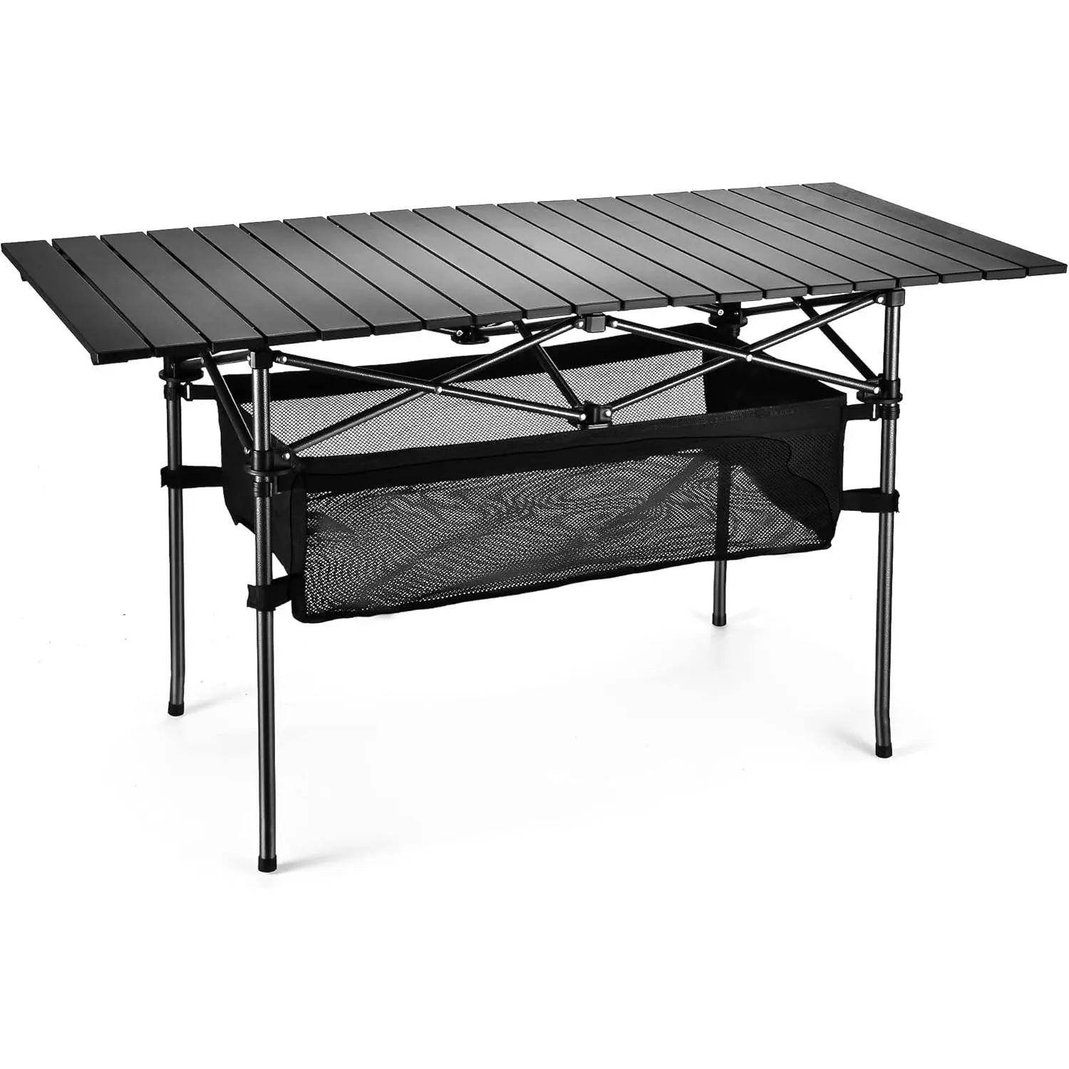 Lightweight Aluminium Alloy Camping Table - 47"(L) x 21.65"(W) x 26.7"(H), Portable Roll-Up, Abrasive Resistant, Waterproof, with Carrying Bag for Outdoor Dining, BBQ Parties, Camping