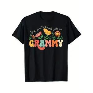 My Favorite Call Me Grandma Floral Monogram TShirt Comfortable AllSeason Mother's Day Gift For Grandparents