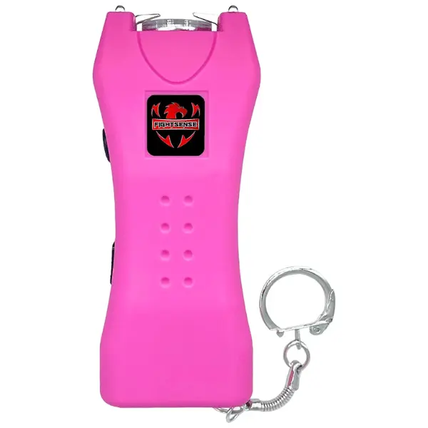 FIGHTSENSE Rechargeable LED Flashlight, Compact Keychain Design, Pink, USB Rechargeable, Heavy Duty Build, Bright LED Light, Portable Everyday Light with Nylon Holster