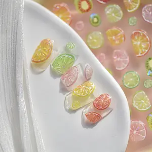 3D Juicy Embossed Iridescent Lemon Lime Orange KIwi Grape Fruit Nail Art Sticker