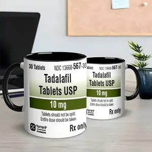 Birthday Gift, 11oz Tadalafil Tablets USP 10 Coffee Cup, Ceramic Mug for Men's Health Gift Office Home Use