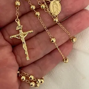 18k Gold Plated Rosary 24”