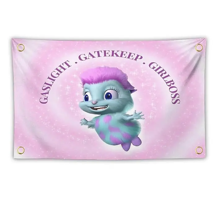 Gaslight Gatekeepe Giftrls Flag Bibbles BeliefsHappess Tapestry    Gaslight Gatekeepe Giftrls Flag  for College Room Boys and Giftrls Man Cave Welcome Photo Backdrop with Brass Grommets