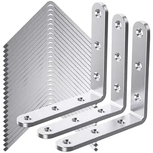 Stainless Steel Angle Brackets, Heavy Duty Corner Brackets, Metal Corner Braces for Wood, 90 Degree Joint Hardware, L Bracket for Shelves Wooden Furniture Cabinet Bookshelf