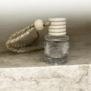 Car Diffuser with Elegant Glass Bottle and Natural Wood Bead Cap