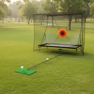 10x8ft Golf Practice Net with Automatic Ball Return, Heavy Duty Hitting Net for Real Balls, Indoor Outdoor Swing Trainer with Impact Target & Blanket, Portable Golf Training Equipment for Garage & Backyard, Includes Carry Bag