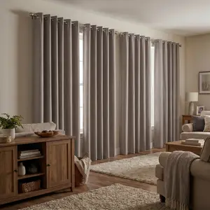 4-Panel Linen Polyester Blackout Curtains - Opaque, Thermal Insulating, Stain Resistant, Easy-to-Install Grommet Drapes for Living Room, Bedroom, All Seasons, Linen Polyester Curtains, Opaque Curtains