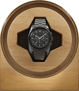 【Elegant Watch Display】TIMEFORZA Single Watch Winder – Wood Grain Finish – Silent Motor – Bedroom & Office Use – Acrylic Window