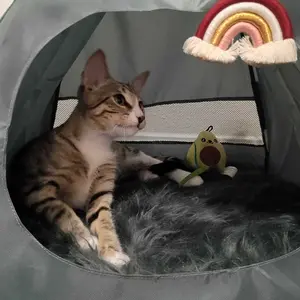 Cozy Foldable Tent Cat Bed with Soft Cushion - Indoor House for Cats & Small Dogs, All-Season Warm Sleeping Nest