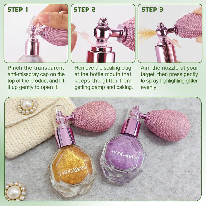 Hair and Body Glitter Spray，Not Sticky Sparkle Body Highlighter，for Clothes, Festival Rave Prom Loose Sparkle