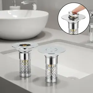Bathroom Sink Drain Strainer,Pop-up Sink Drain Strainer with Removable Stainless Steel Strainer Basket Hair Catcher, Bathroom Sink Strainer for Bathroom Sink Stopper Replacement, Universal Sink Stopper