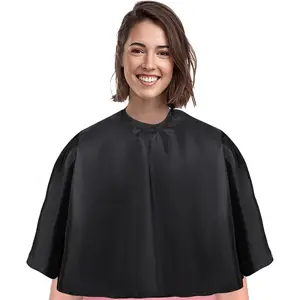 Short Barber Cape, Waterproof Nylon Salon Hair Cutting Cape, Makeup Artist Cape for Hair Dye, Comb-out, Styling, Shampoo