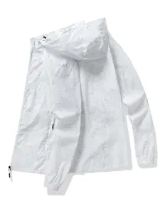 Summer Men's Ultra-Thin Jacket, Sports Outerwear, Outdoor Windproof, Quick-Dry, Hooded, Detachable Hat, Ideal for Sun Protection, Casual Sports, Camping, Hiking