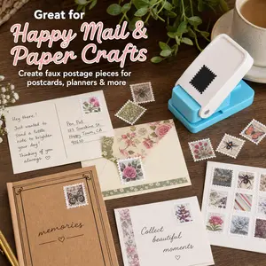 Postage Stamp Paper Punch, 1 x 0.8 Inch Rectangular Scalloped Edge Punch, Lever Action Craft Punch for Scrapbooking, Card Making, Journals, DIY Paper Crafts,Paper Punch For Crafts，Scrapbook Lovers Gift tiktokshopspringglowup