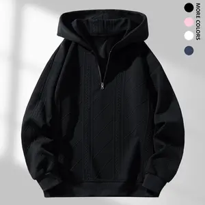 Men's Winter Casual Zip-Up Hoodie - Loose Fit Long Sleeve Pullover with Adjustable Hem, Solid Color Design, Suitable for Outdoor Activities and Everyday Wear, Machine Washable