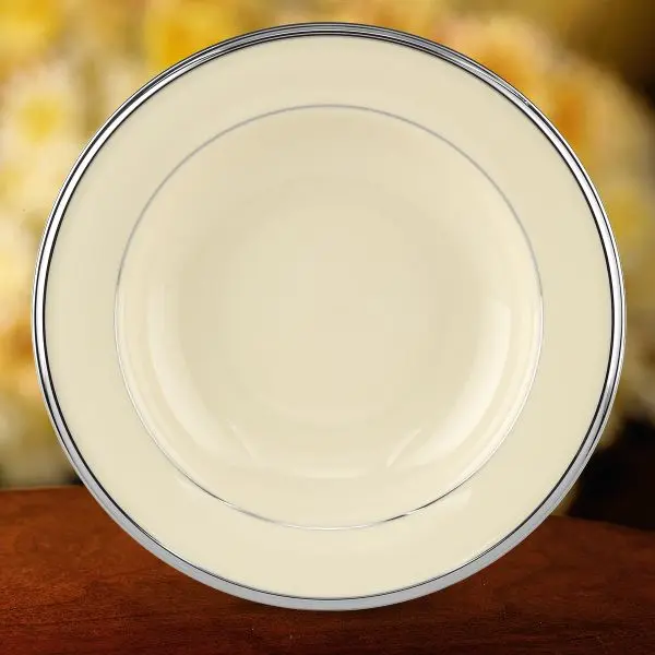 Lenox Classic Porcelain 1-Piece Tableware, 9.0 in Rim Soup Plate, Dishwasher-Safe Solitaire Pasta & Serving Bowl