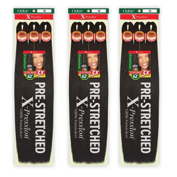 Outre Braids X-Pression Kanekalon 3X Pre Stretched Braid 62" (Three Packs)
