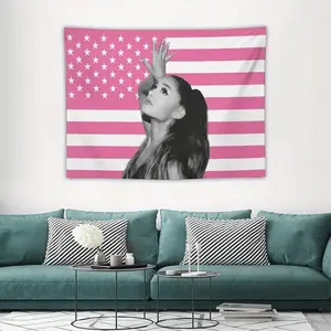 1pc Powder-White American Flag Wall Hanging - Ariana Theme Tapestry - Perfect for Bedroom, Living Room, Dorm Decoration - Wall of the Bedroom