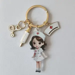 3PCS Kawaii Nurse Acrylic Charm Keychains (Set of 3), Stethoscope & Syringe Charms, Ideal Graduation Gifts for Nurses, Sports & Outdoor Protective Gear Accessories, Keychain Kawaii, Set Of Three